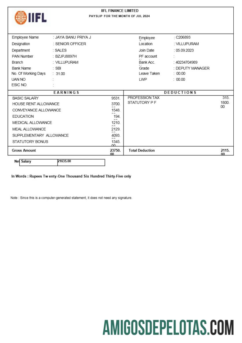 Imprimível Modelo de recibo de pagamento financeiro Iifl em formatos Word e PDF.pdf, 1